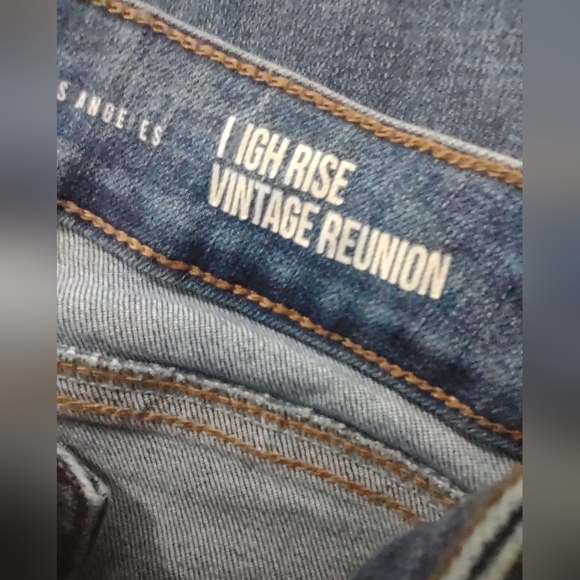 Rewash Brand High Rise Vintage Reunion Crop Jeans Women's 1/25 Blue Distressed - Picture 5 of 5